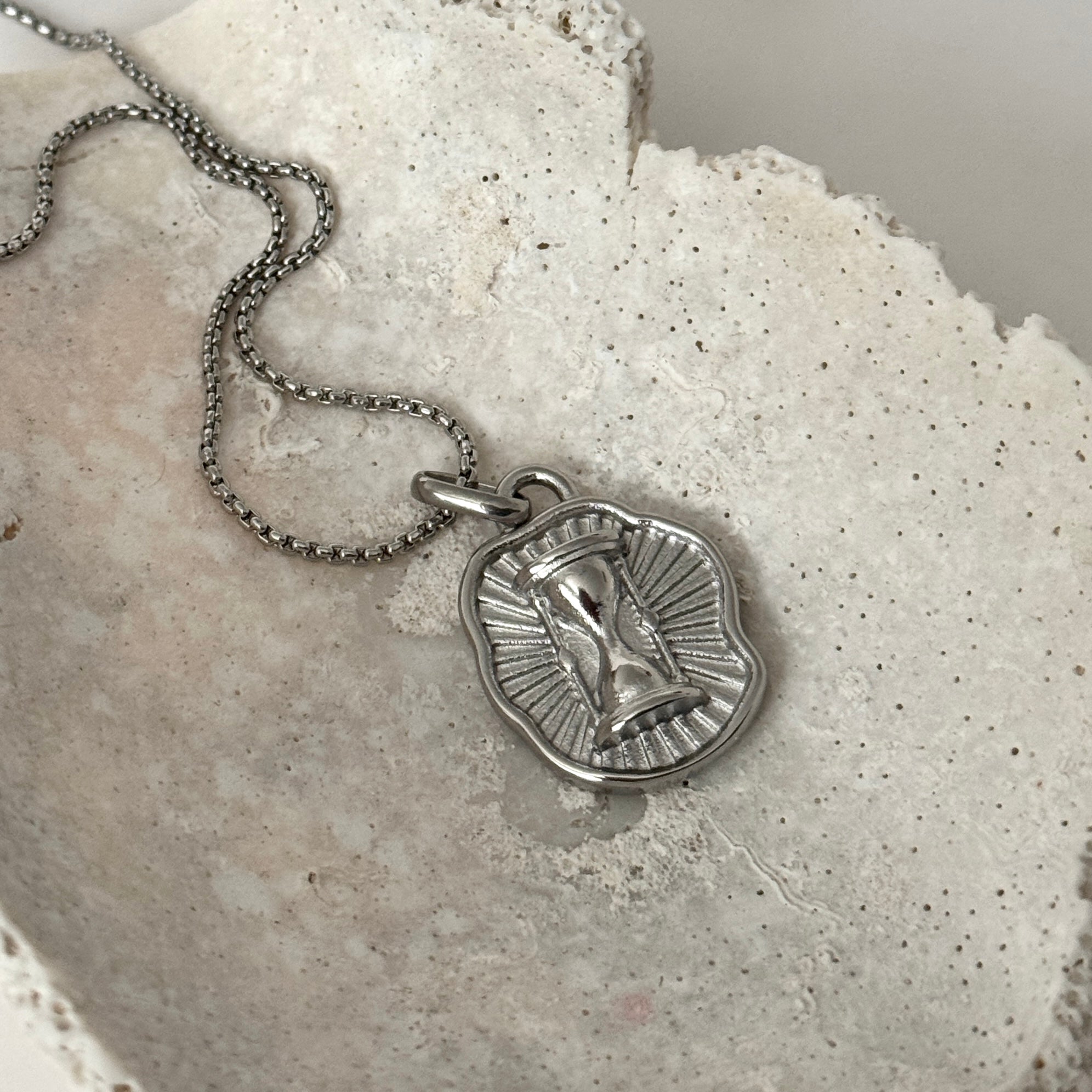 Hourglass Necklace- Silver