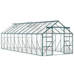 Aluminum Greenhouse Polycarbonate Walk-in Garden Greenhouse with Sliding Door, 20' x 8', Green