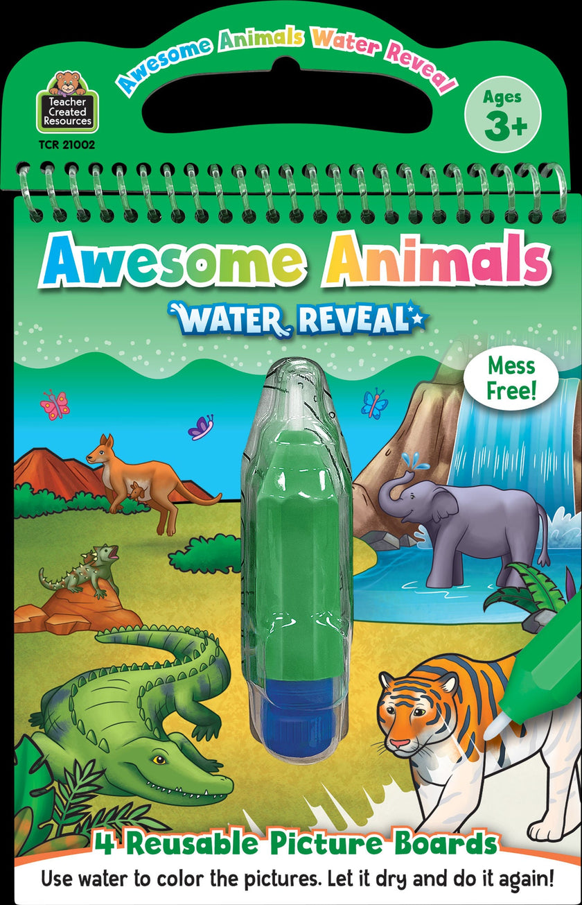 Teacher Created Resources - Awesome Animals Water Reveal Reusable Picture Boards Mess-Free Coloring