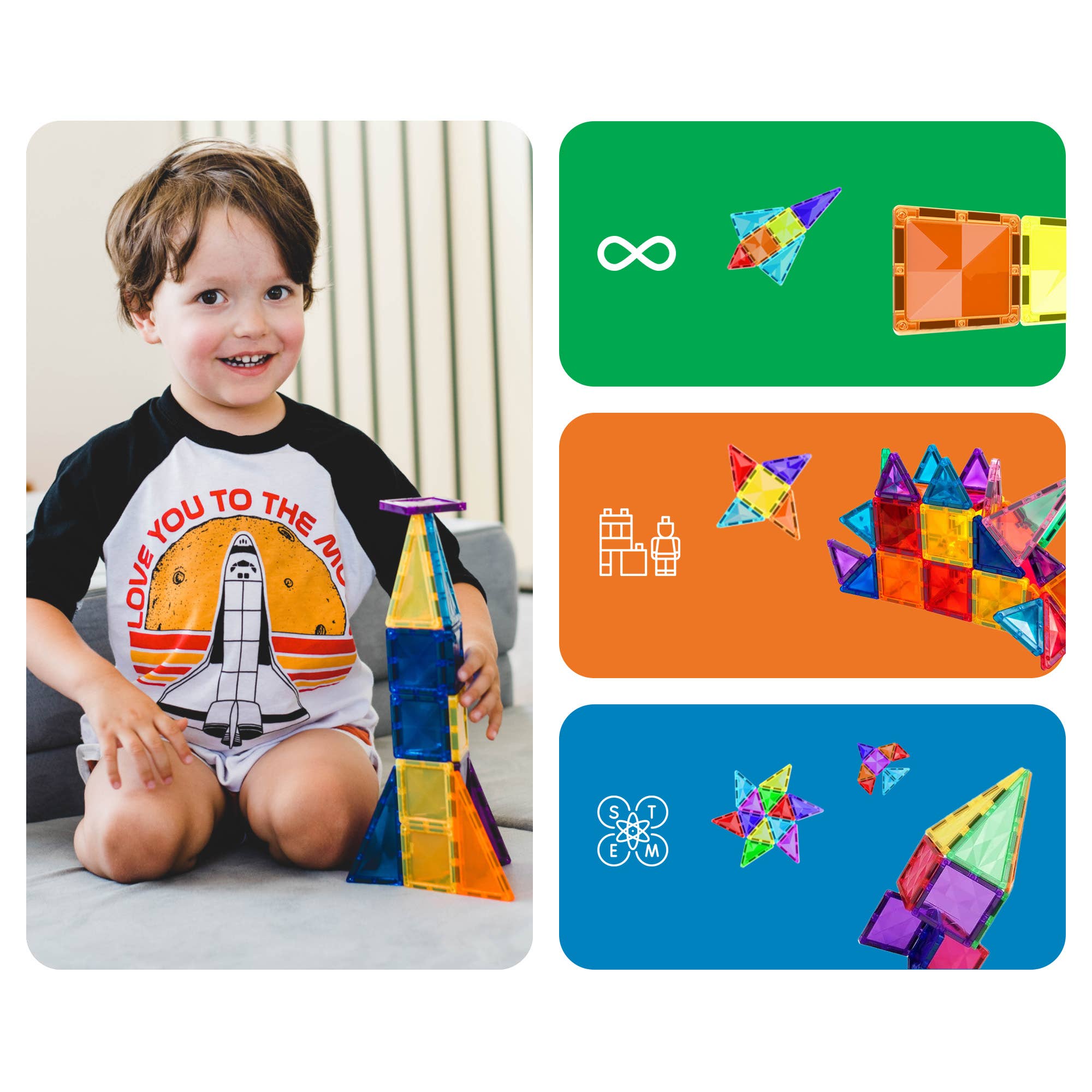 PicassoTiles 40pc Travel Size Magnetic Tile Building Set