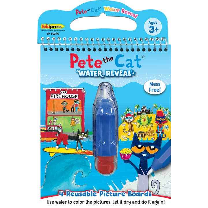 Teacher Created Resources - Pete the Cat Mess-Free Water Reveal Educational Coloring Book