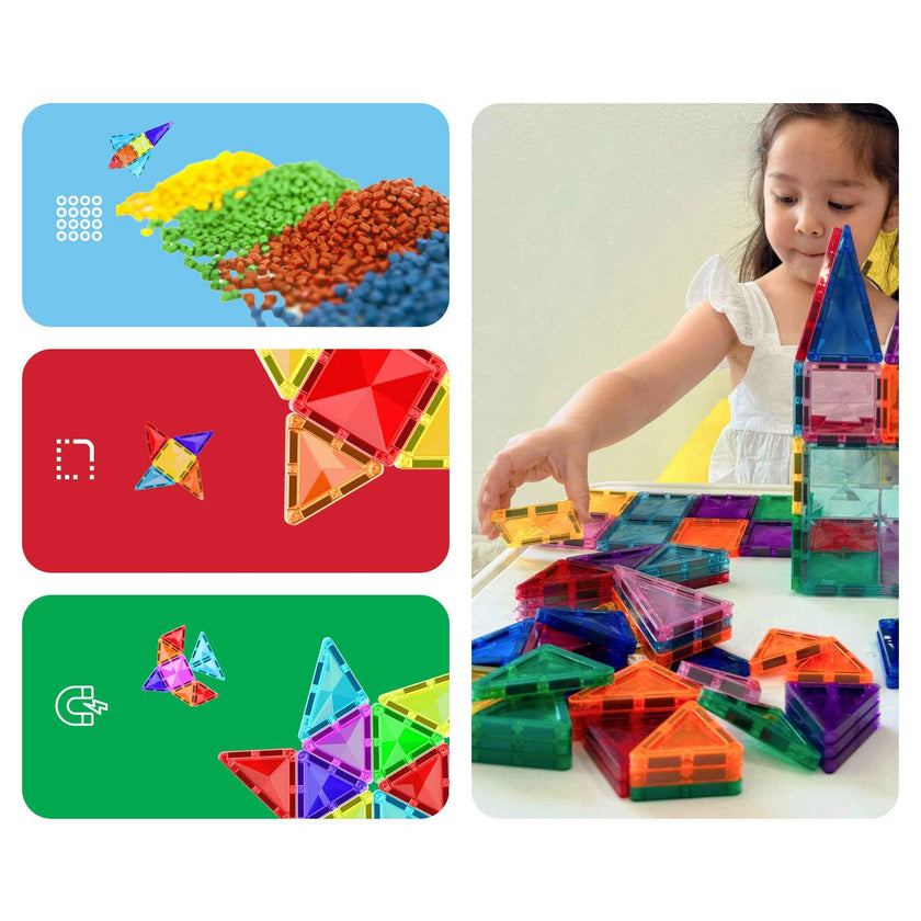 PicassoTiles 40pc Travel Size Magnetic Tile Building Set