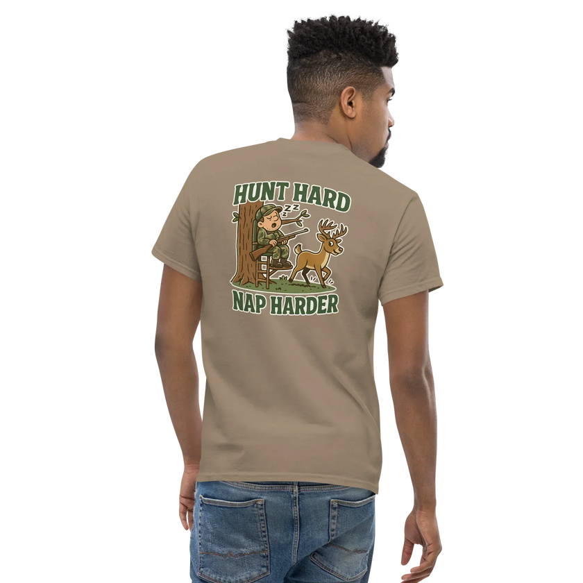 Hunter Humor Hunt Hard Nap Harder T-Shirt