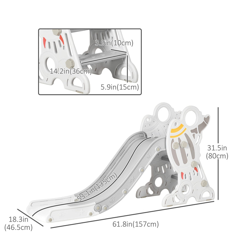 Qaba Space-Themed Indoor Playground Slide Climber Playset Toys for Toddlers 1.5-3 Years Old Grey Color