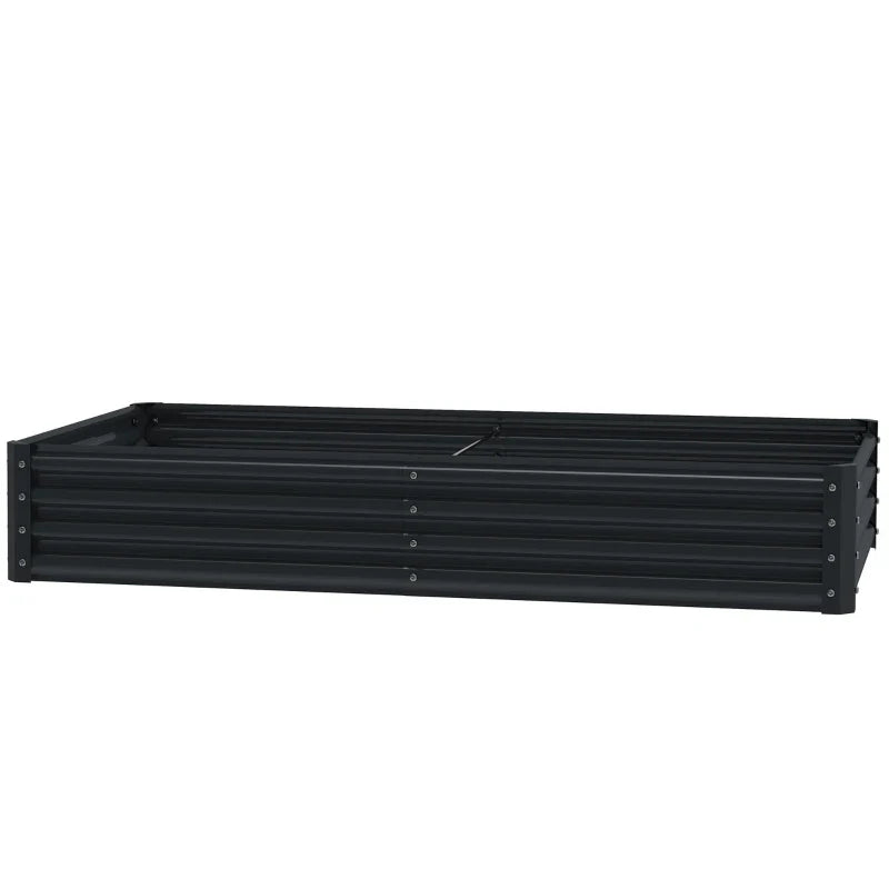 6 x 3 x 1ft Galvanized Raised Garden Bed, Reinforced Outdoor Planter Box with Open Bottom, Dark Grey