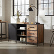 Buffet en bois recyclé avec porte en acier et 3 tiroirs