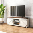 Kirby Farmhouse TV Stand with Small Minimalist Barn Doors for TVs up to 65