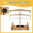 Outsunny Kids Sandbox Wooden with Cover Adjustable Canopy Foldable Bench Seats Sand Play Light Brown