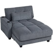 Andi Corduroy Chaise Lounger with 2 Cup Holders-Dark Grey