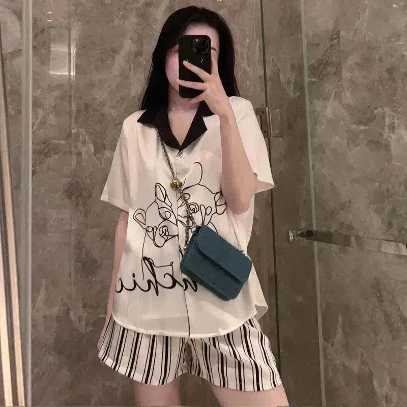 Ice Silk Cool Feeling Thin Fashion Cartoon Home Clothes Summer