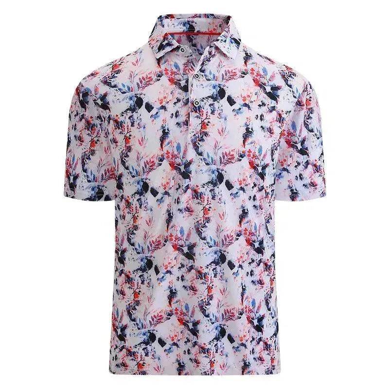 Ice Silk Printed Polo Shirt Men's Short Sleeve