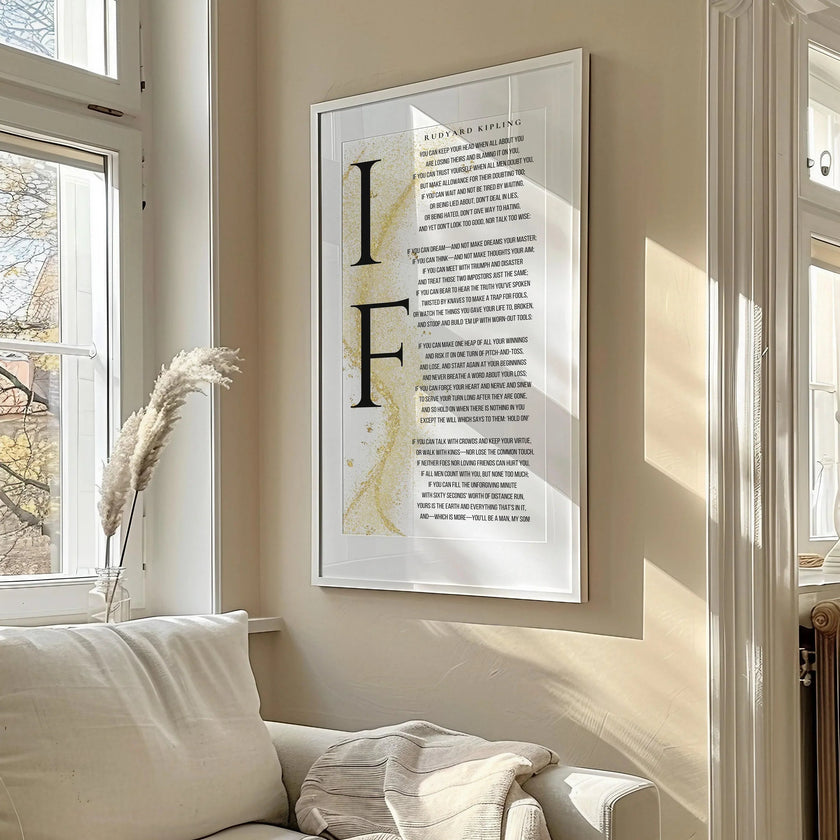 If - Rudyard Kipling PRINT | Vintage Narrow Vertical Typography Poetry Art (available handframed) 2x1