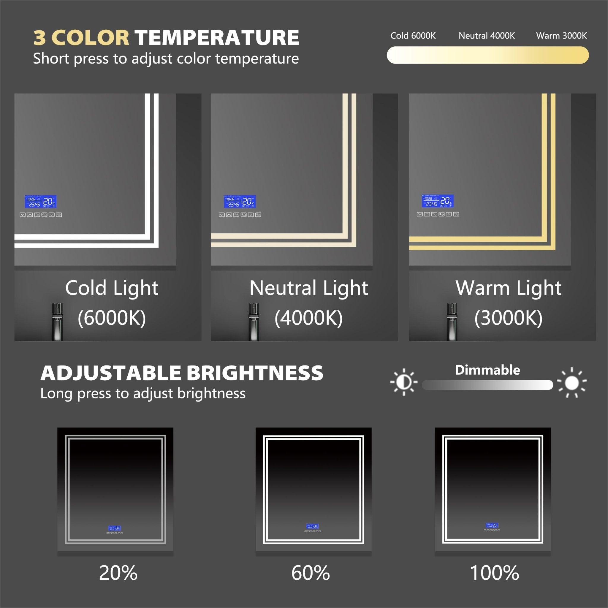 iHome Style LED Mirror with Bluetooth Speaker – Vanity Mirror 30