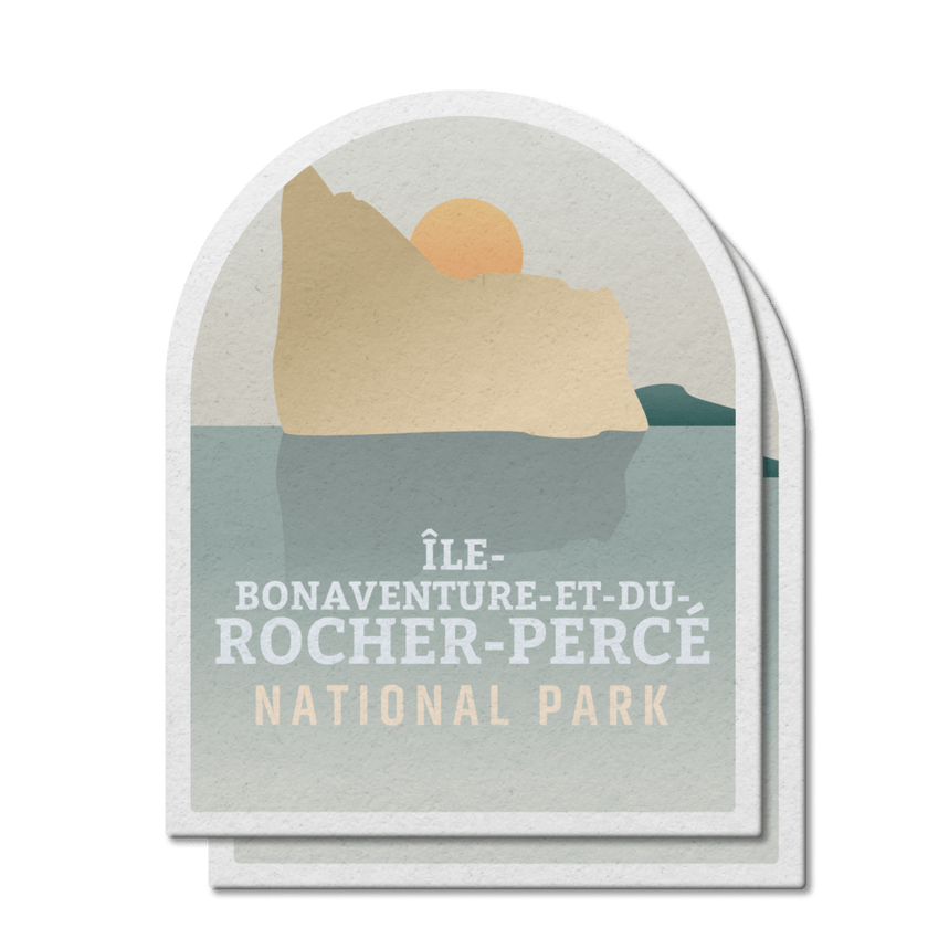 IIle-Bonaventure-et-du-Rocher-Percee Quebec National Park Waterproof Vinyl Sticker, Canada Parks