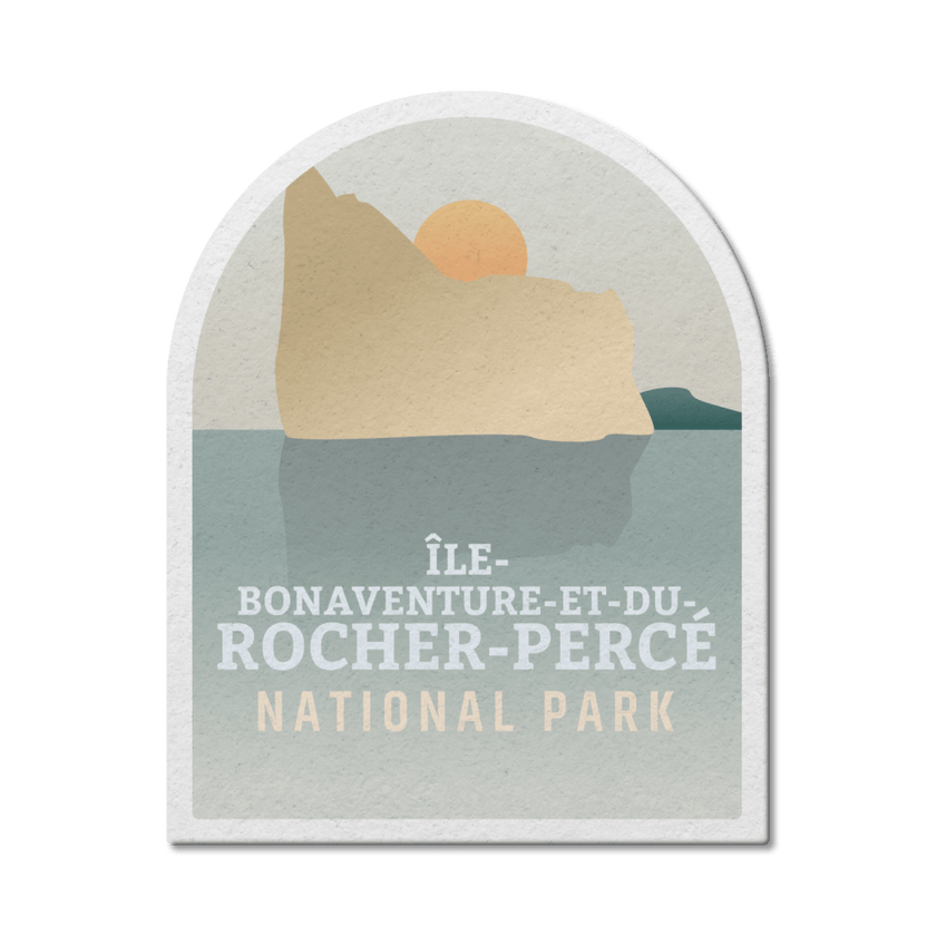 IIle-Bonaventure-et-du-Rocher-Percee Quebec National Park Waterproof Vinyl Sticker, Canada Parks