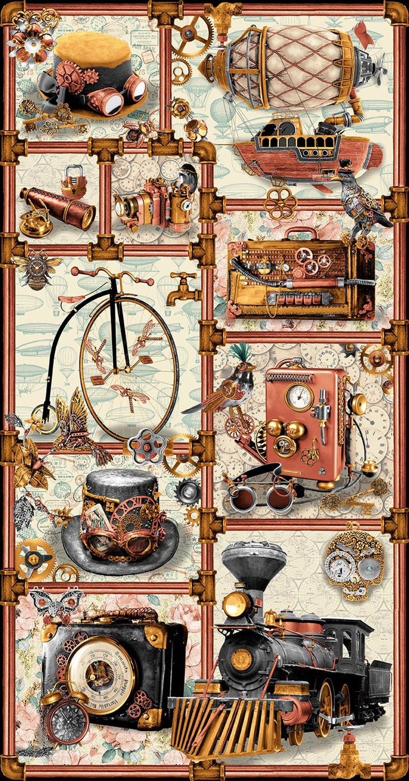 Blank Quilting Time Travel Panel #2