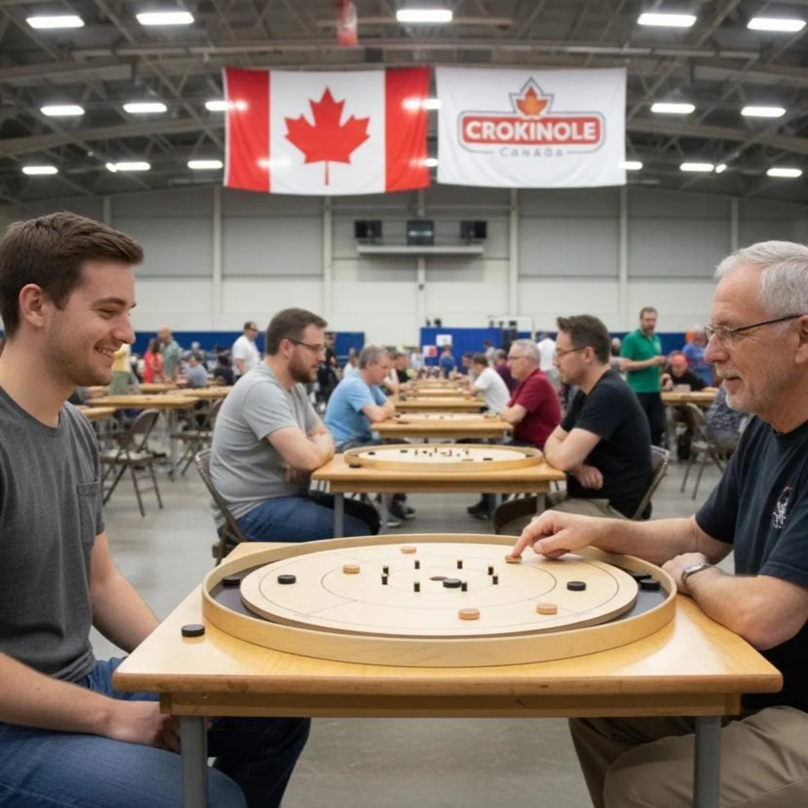The Crokinole Canada Board (With Branding) - Tournament Board Game Set - Meets NCA Standards