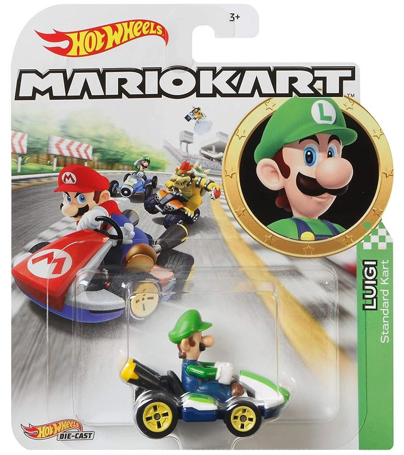 Hot Wheels Die-Cast 1/64 Mario Kart - Luigi Standard Kart