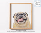 Happy Pug Watercolor Painting