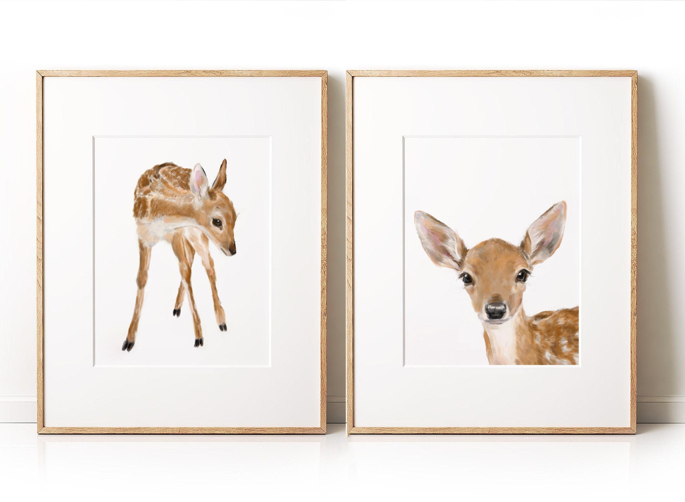 Forest Art Print | Fawn Baby Deer Watercolor Painting