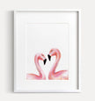Flamingo in Love Watercolor Painting: Light Pink Wall Art