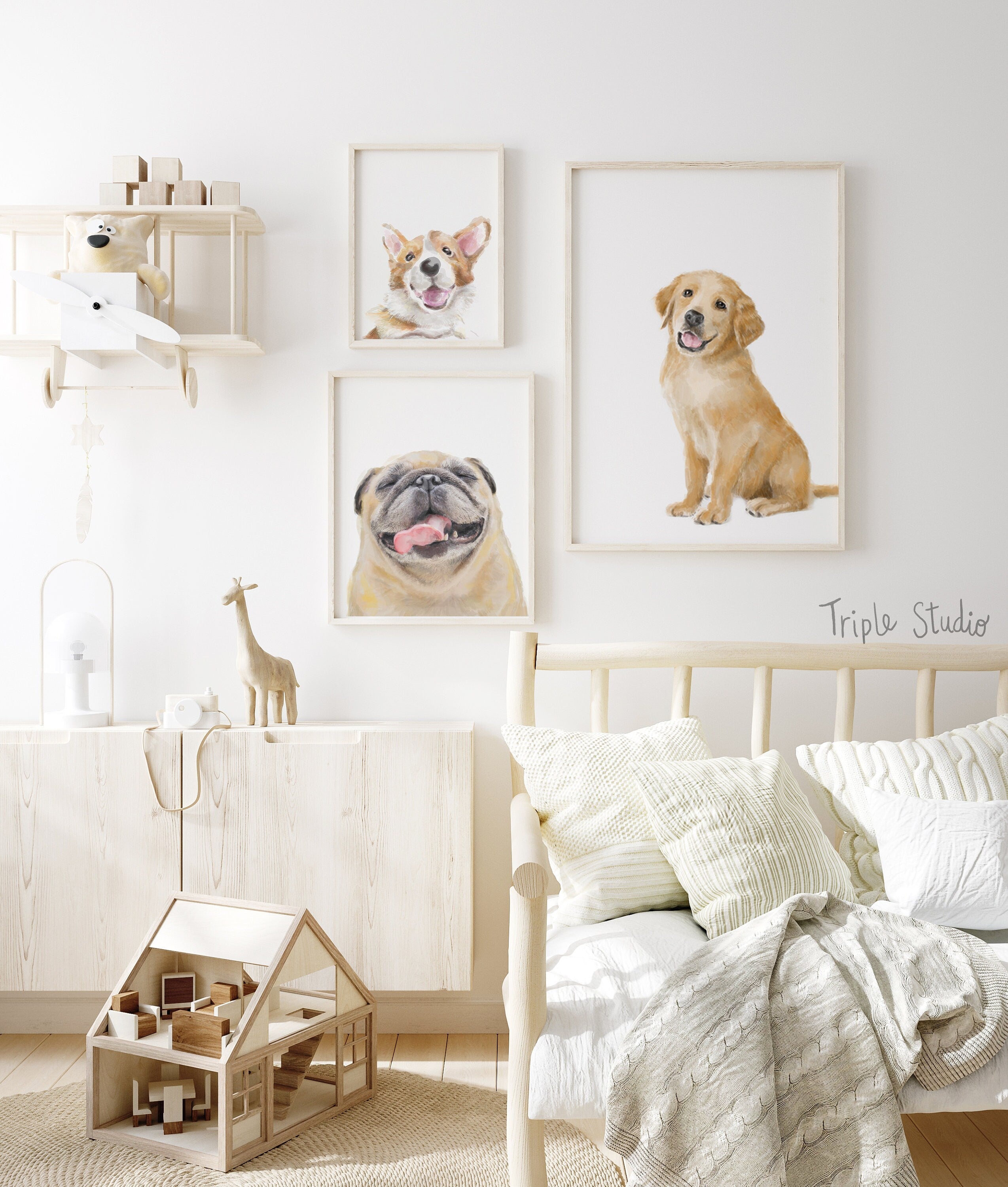 Happy Pug Watercolor Painting