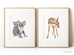 Forest Fawn Art Print - Boho Watercolor Painting for Nursery Room