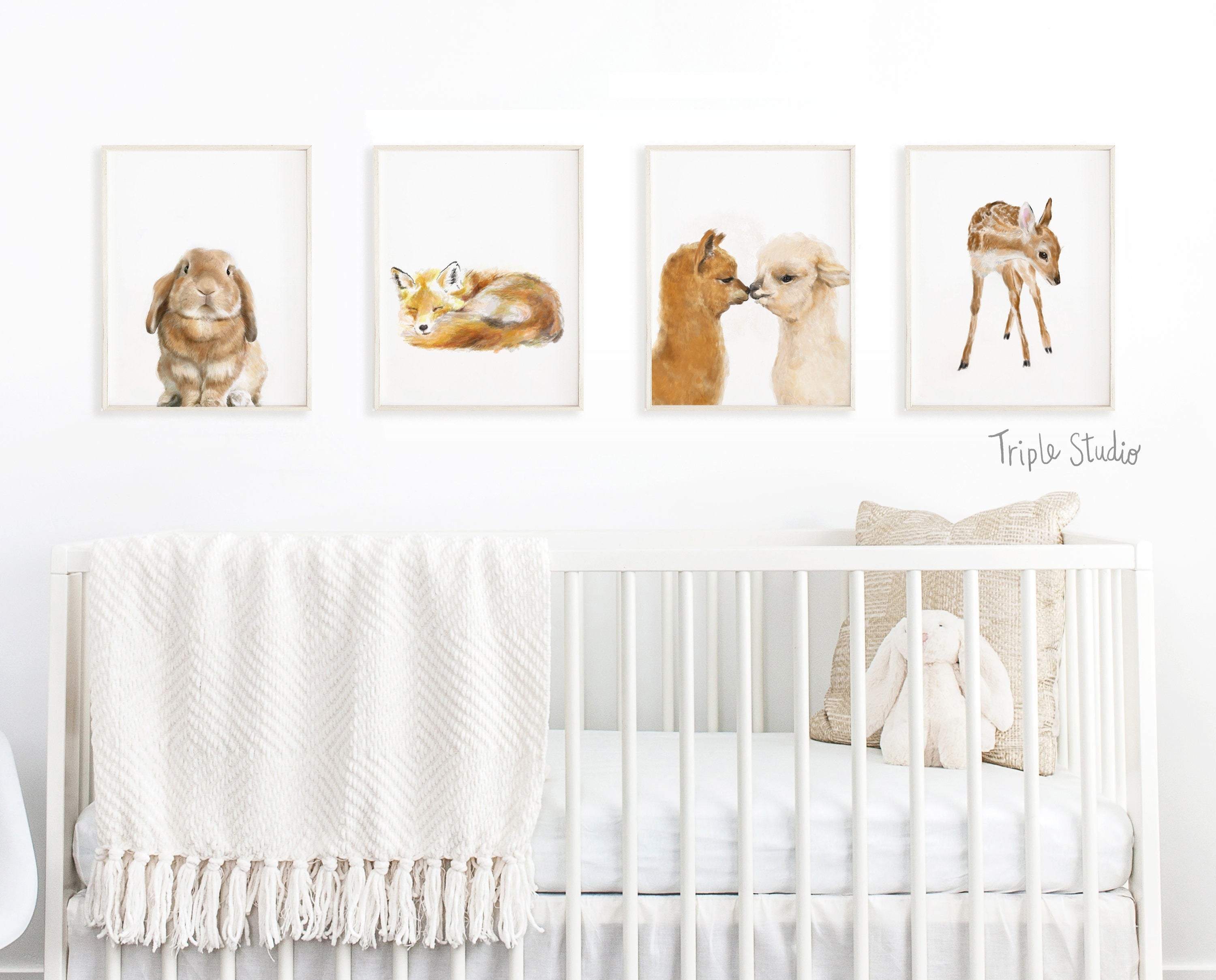 Forest Fawn Art Print - Boho Watercolor Painting for Nursery Room