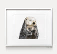 Baby Sea Otter and Mom Wall Art Print