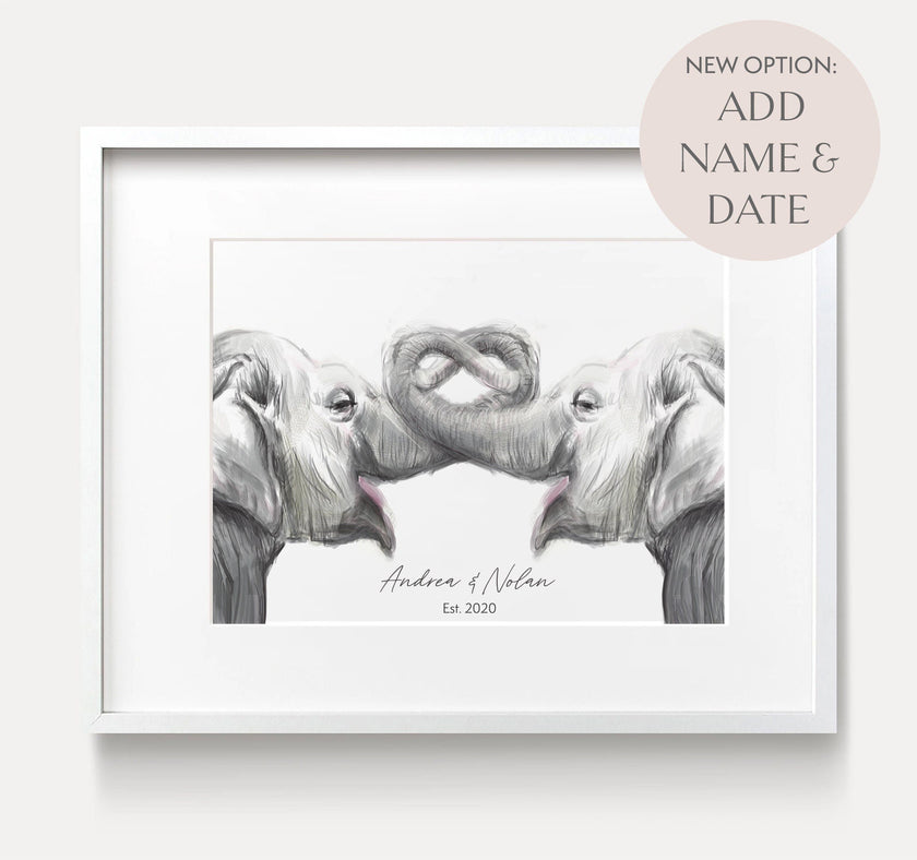 Personalized Elephants Art Print
