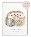 Personalized Hedgehogs Art Print: Custom Romantic Anniversary Gift for Wif