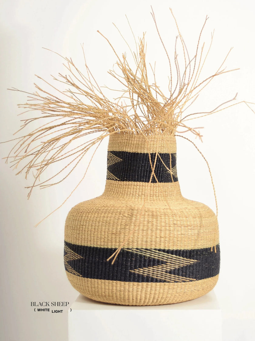 Large Ghana Bolga Basket 'Tisanie-Tia' NATURAL + BLACK