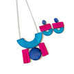 Chunky Statement Necklace in Turquoise, Denim Blue & Pink