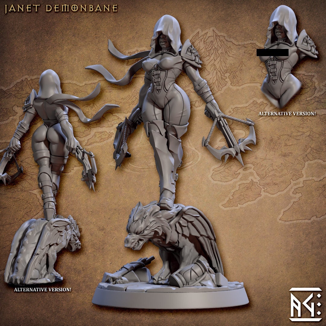 Janet Demonbane - Artisan Guild | Pinup | Fantasy | Ranger | Female | PC | Assassin | Rogue | DnD | Demon Hunter | Dungeons and Dragons