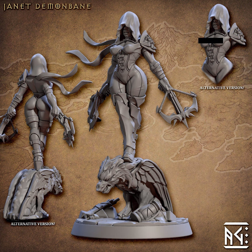 Janet Demonbane - Artisan Guild | Pinup | Fantasy | Ranger | Female | PC | Assassin | Rogue | DnD | Demon Hunter | Dungeons and Dragons