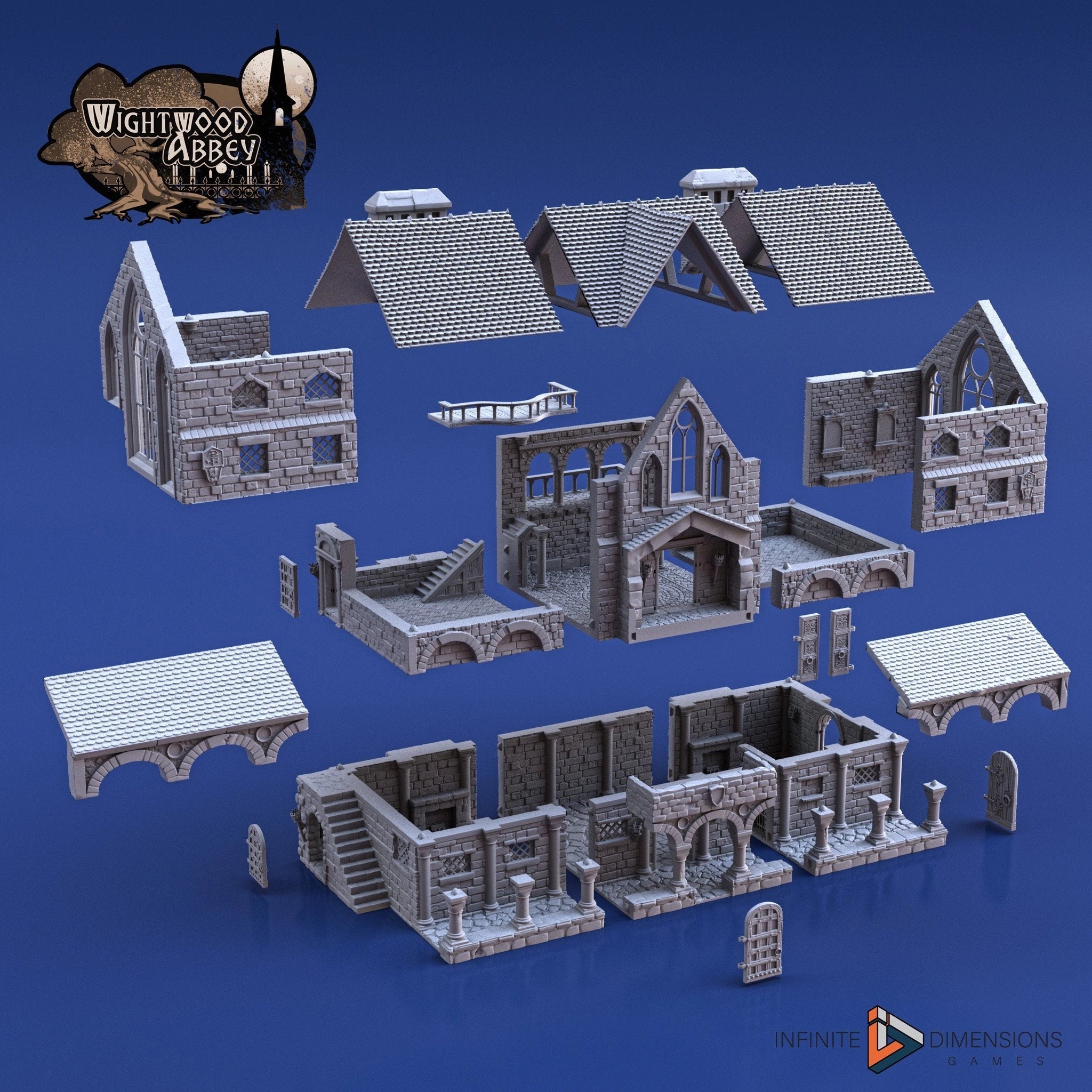 Scriptorium - Whitewood Abbey Set | Diorama | DnD | Wargaming | Building | Village | Town - High Quality 3D Printed, 15mm, 28mm, 32mm
