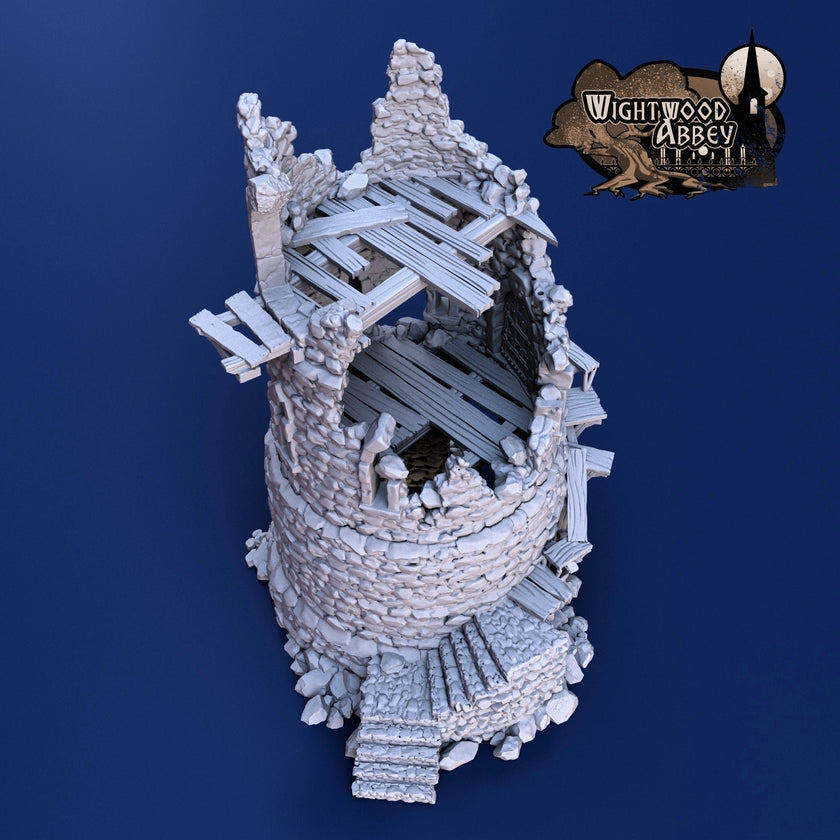 Ruined Rookery Tower - Whitewood Abbey Set | Diorama | DnD | Wargaming | Building | Village | Town - High Quality 3D Printed, 15mm 28mm 32mm