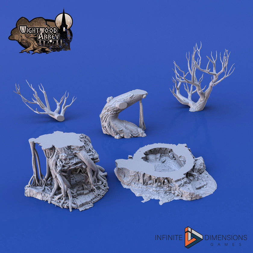 The Ancient Shrine - Whitewood Abbey Set | Diorama | DnD | Wargaming | Building | Forest | Fey - High Quality 3D Printed, 15mm, 28mm, 32mm