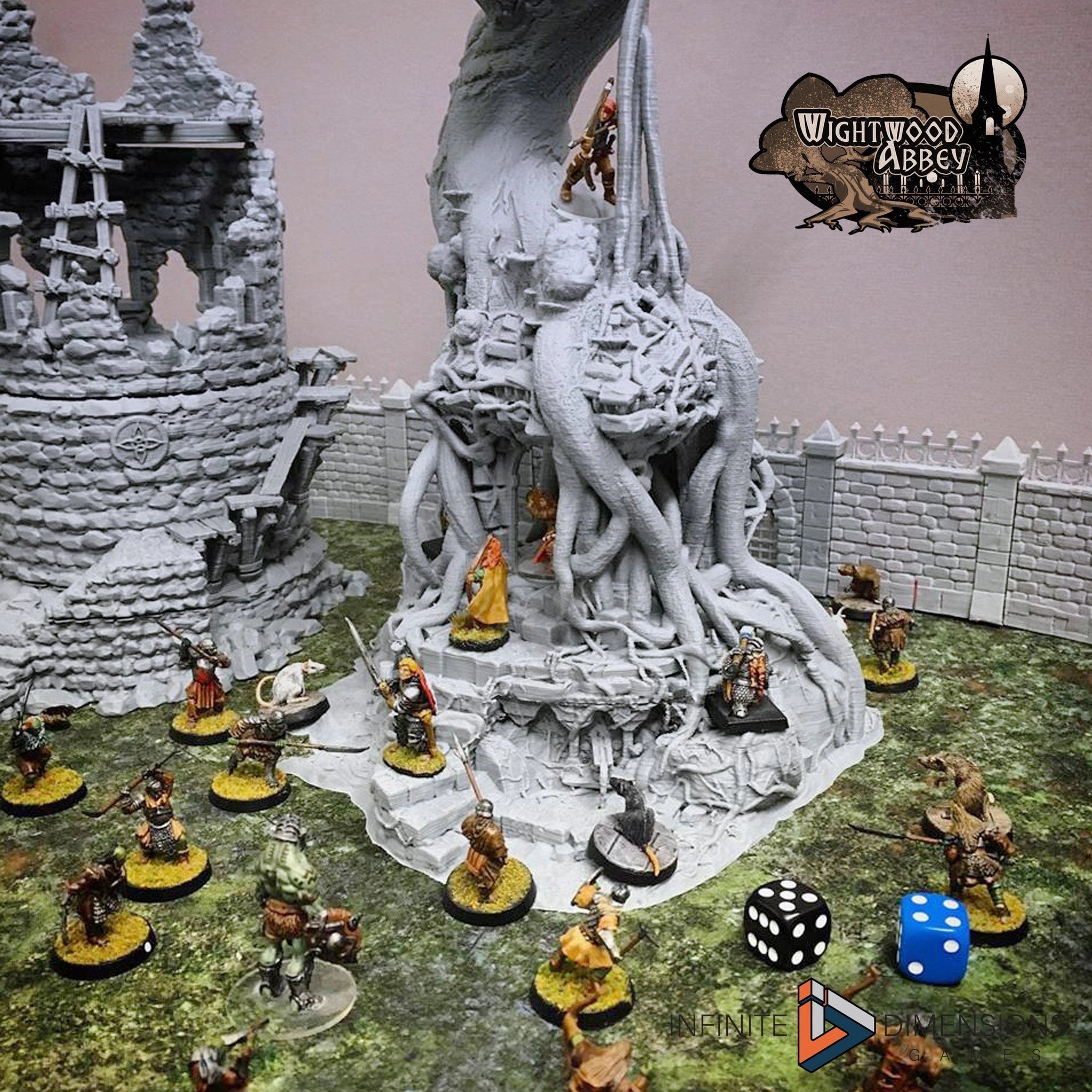The Ancient Shrine - Whitewood Abbey Set | Diorama | DnD | Wargaming | Building | Forest | Fey - High Quality 3D Printed, 15mm, 28mm, 32mm