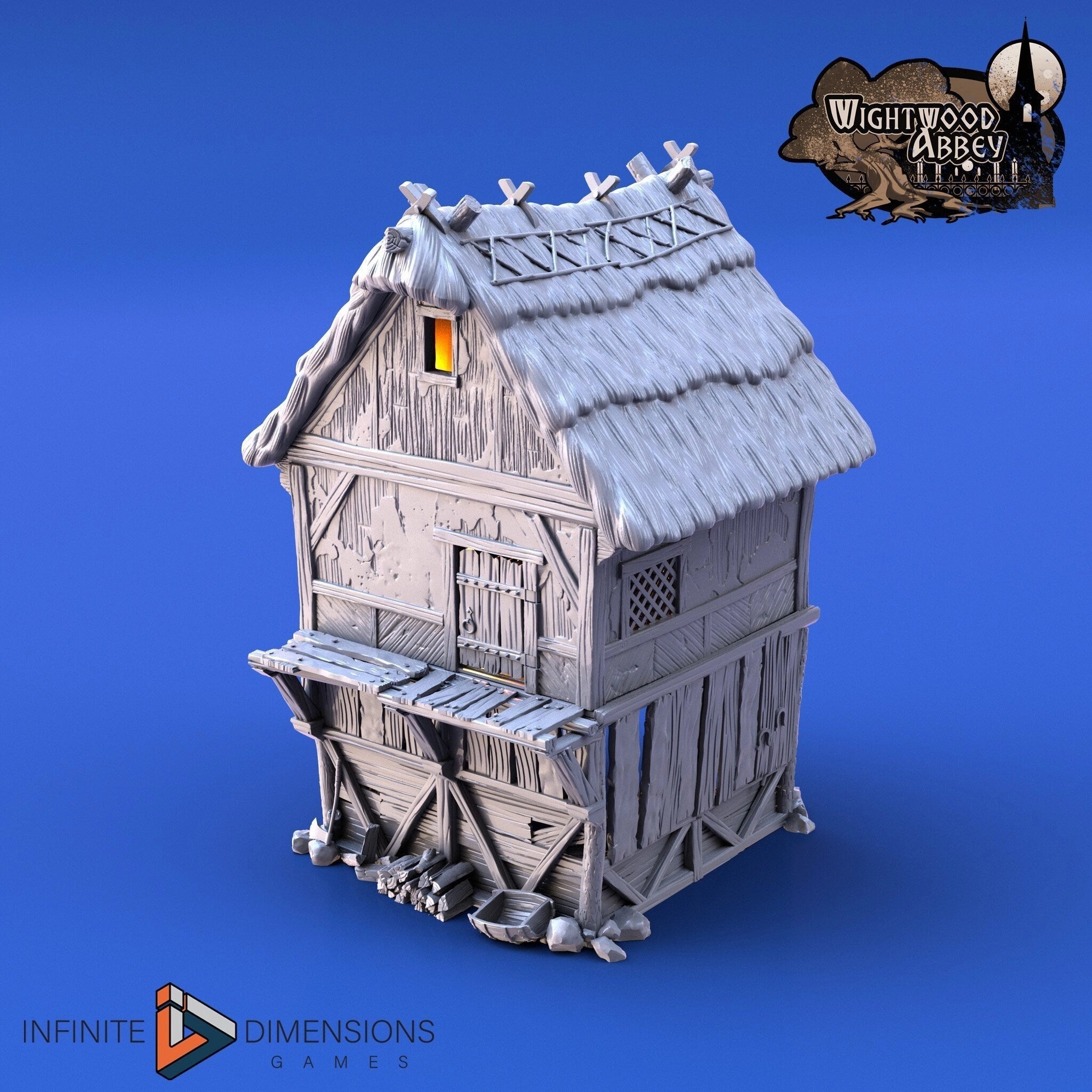 Thatched Storehouse - Whitewood Abbey Set | Diorama | DnD | Wargaming | Building | Village | Town - High Quality 3D Printed, 15mm, 28mm 32mm