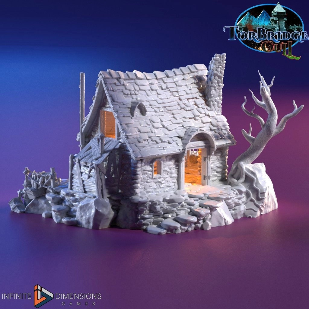 Fishing Shack Miniature Building - DnD, Wargaming, Model Train | Terrain | Town | Village | 28mm | House | Home | Market | Fisherman