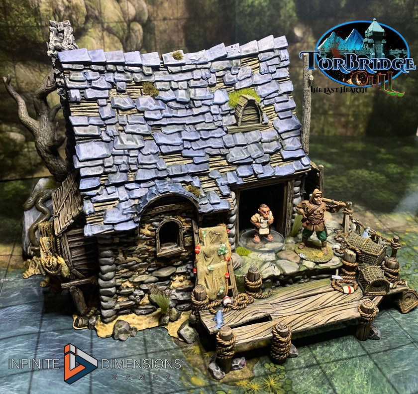 Fishing Shack Miniature Building - DnD, Wargaming, Model Train | Terrain | Town | Village | 28mm | House | Home | Market | Fisherman