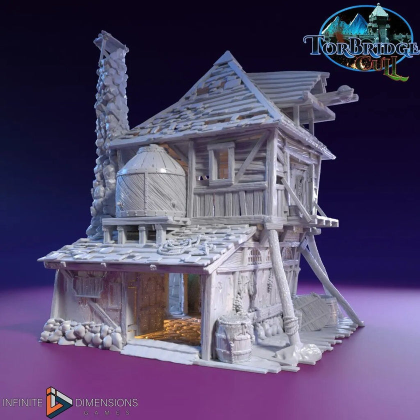 The Brewery Miniature Building - DnD, Wargaming, Model Train | Terrain | Town | Village | Storehouse | Shop | 28mm | Prop | Market | Barn