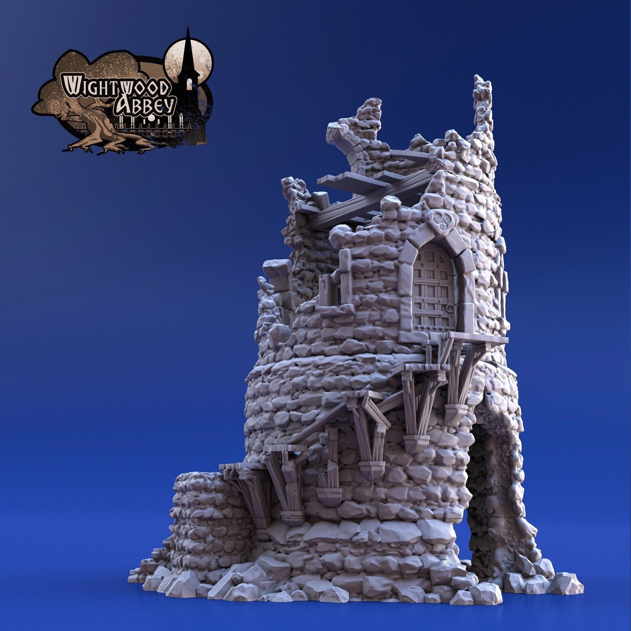 Ruined Rookery Tower - Whitewood Abbey Set | Diorama | DnD | Wargaming | Building | Village | Town - High Quality 3D Printed, 15mm 28mm 32mm