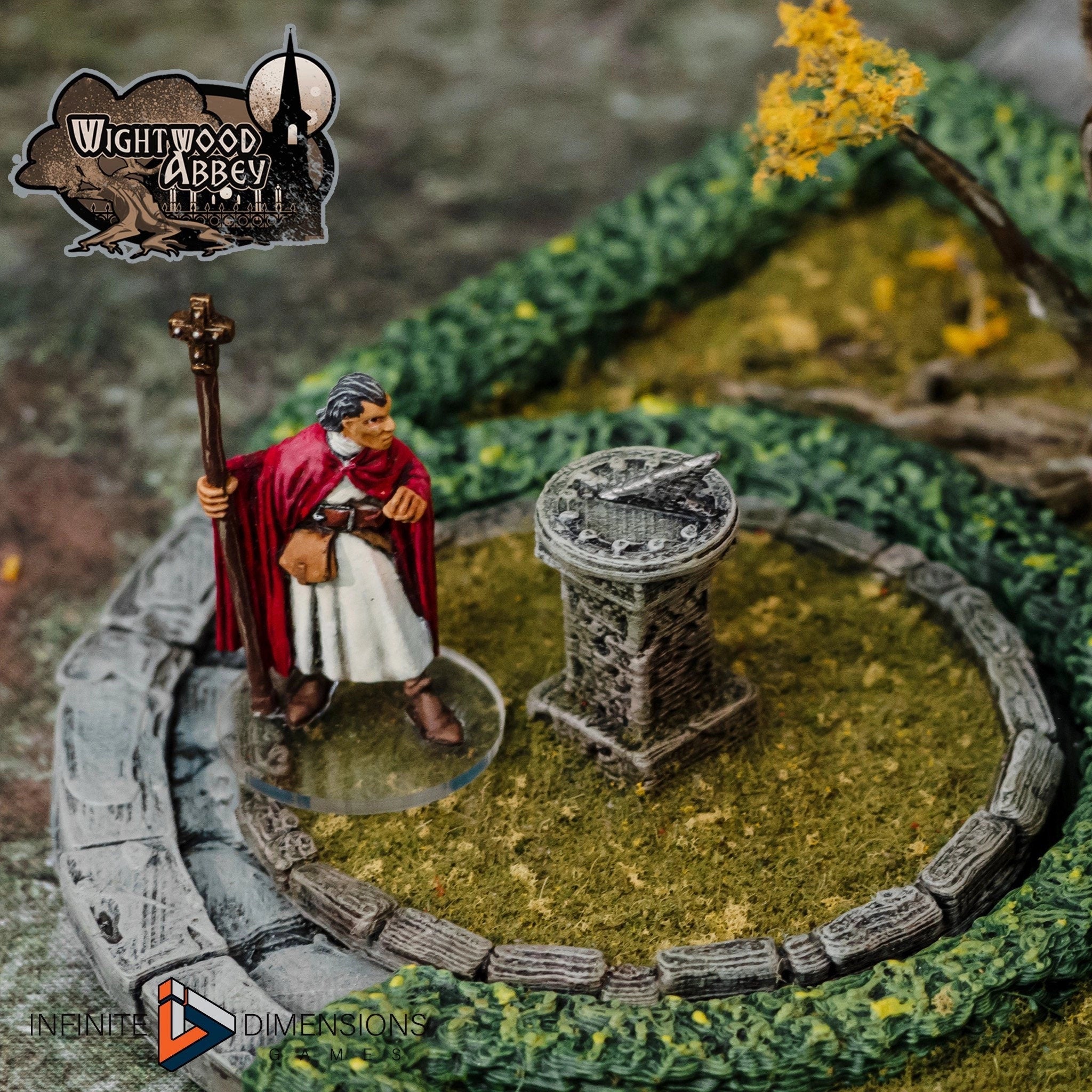 Wightwood Abbey Cloister Gardens Miniature Building - DnD, Wargaming, Model Train | Terrain | Town | Village | Plaza | Square | Pathfinder