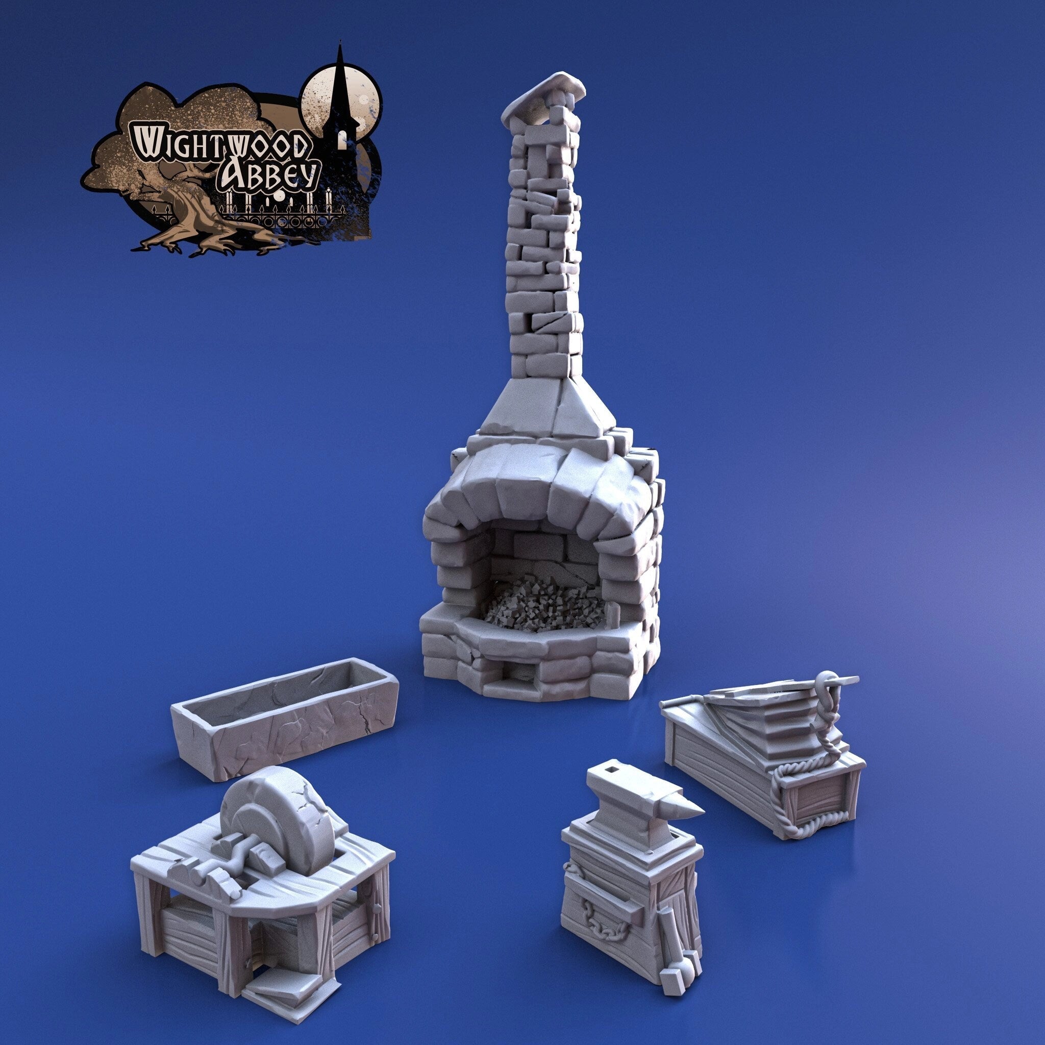 Smithy  - Wightwood Abbey Set | Tabletop Terrain | Dungeons And Dragons | Painted Tabletop | Tabletop Modular Building Kit | Pathfinder