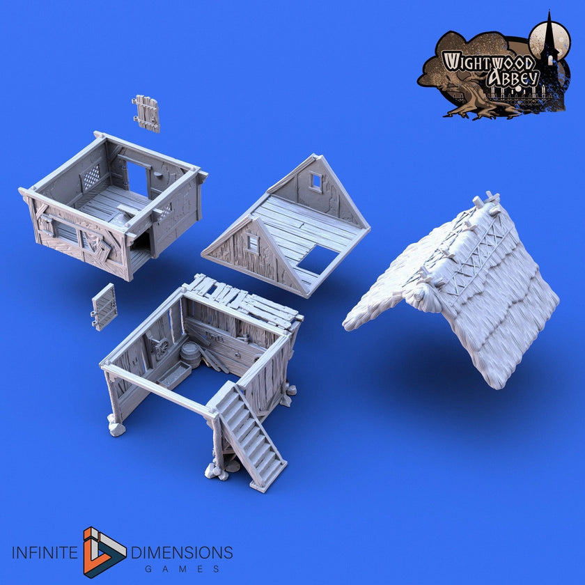 Thatched Storehouse - Whitewood Abbey Set | Diorama | DnD | Wargaming | Building | Village | Town - High Quality 3D Printed, 15mm, 28mm 32mm