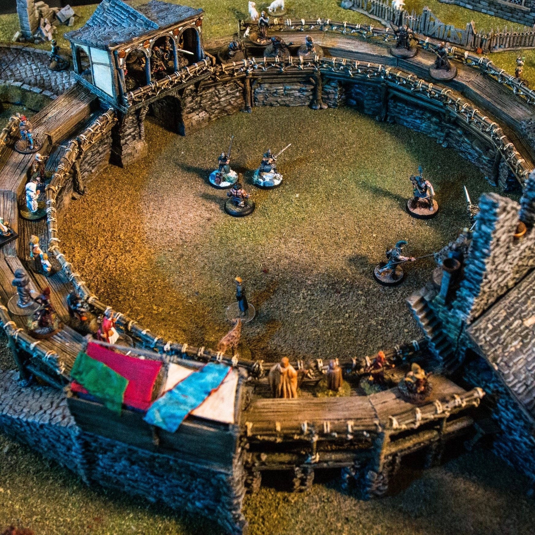The Fighting Pits Miniature Building Set - DnD, Wargaming, Model Train | Arena | Coliseum | Medieval | Fantasy | Town, City, Village Terrain