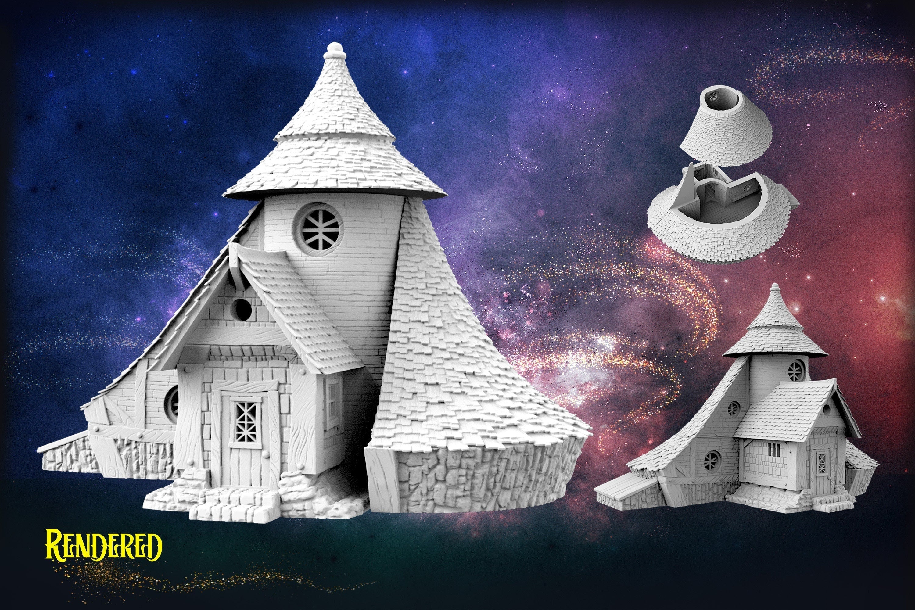 The hut of Mystic - Magic and Mages set - Medieval Tabletop Terrain for your DnD/Pathfinder/TTRPG and Wargaming setup!
