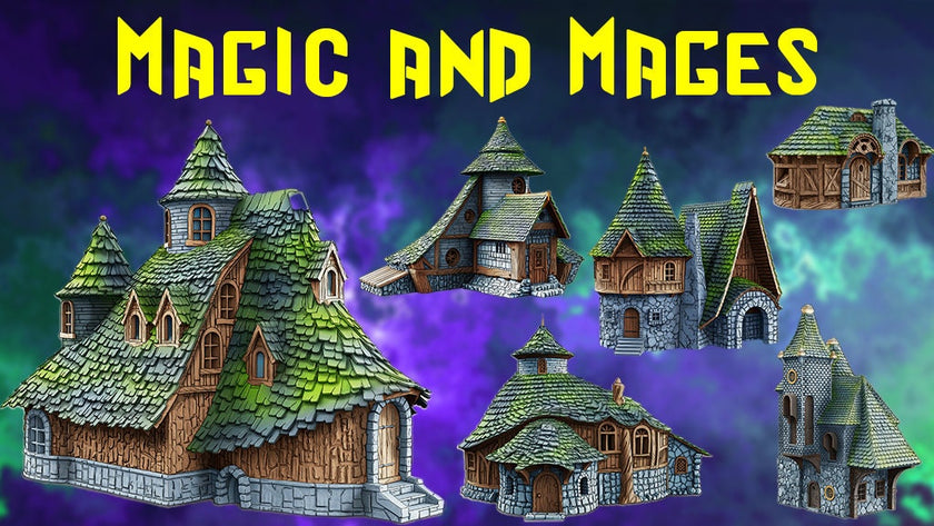 The Four Mage Manor - Magic and Mages set - Medieval Tabletop Terrain for your DnD/Pathfinder/TTRPG and Wargaming setup!